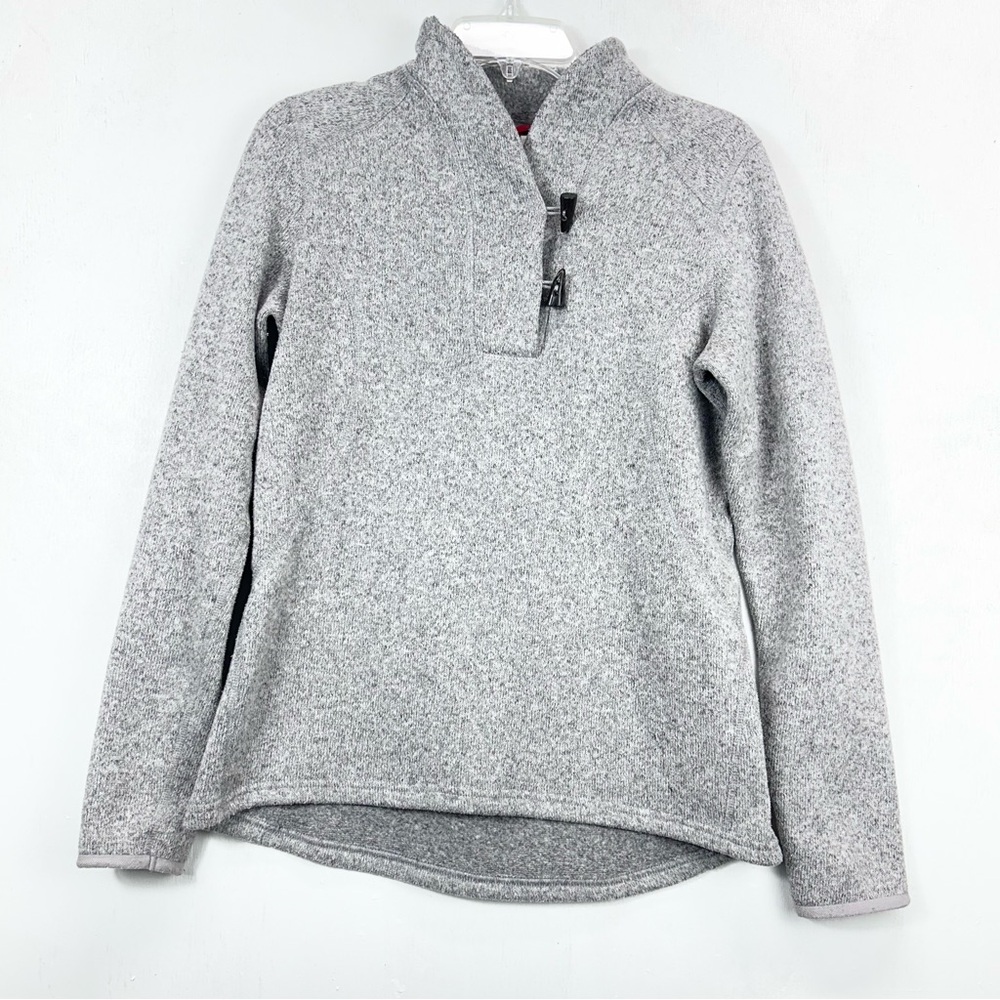 The North Face Gray Pullover Sweater shawl collar quarter Henley toggle buttons